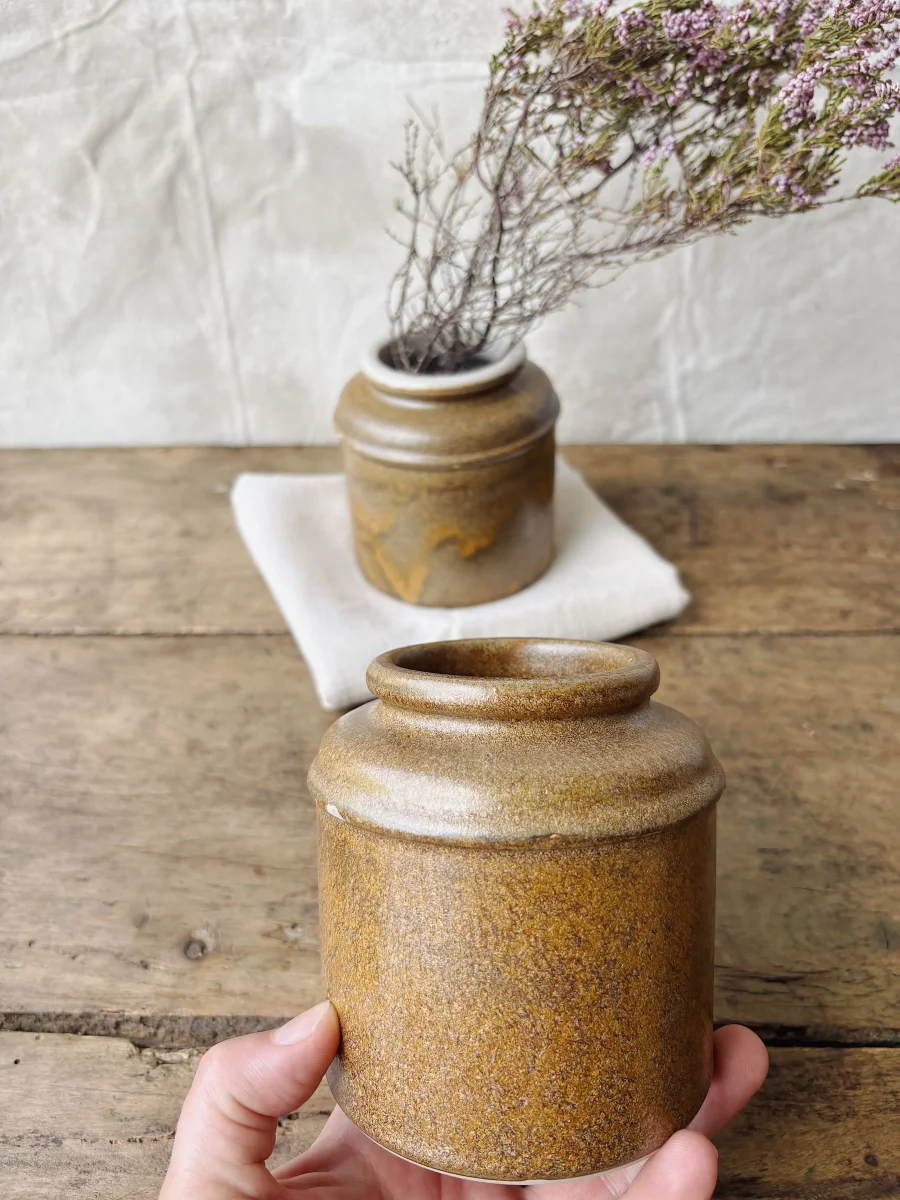 Vintage French brown glazed sandstone pots - Image 4