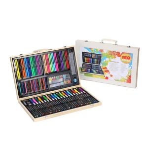 180-Piece Deluxe Wooden Art Set – Professional Kids’ Drawing & Painting Kit